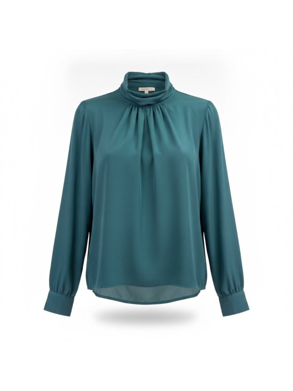 David Matthew Womens Teal Polyester Long Sleeve High Neck Blouse Size 8